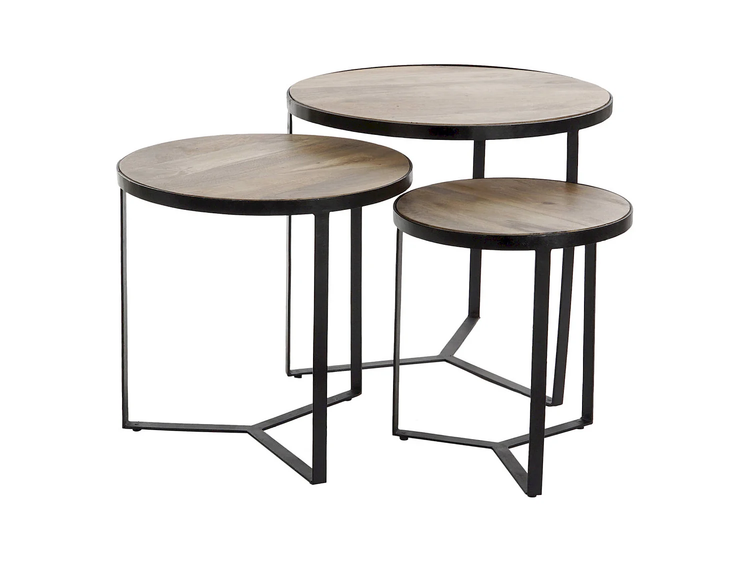 Table gigogne design bois exotique et métal élégant