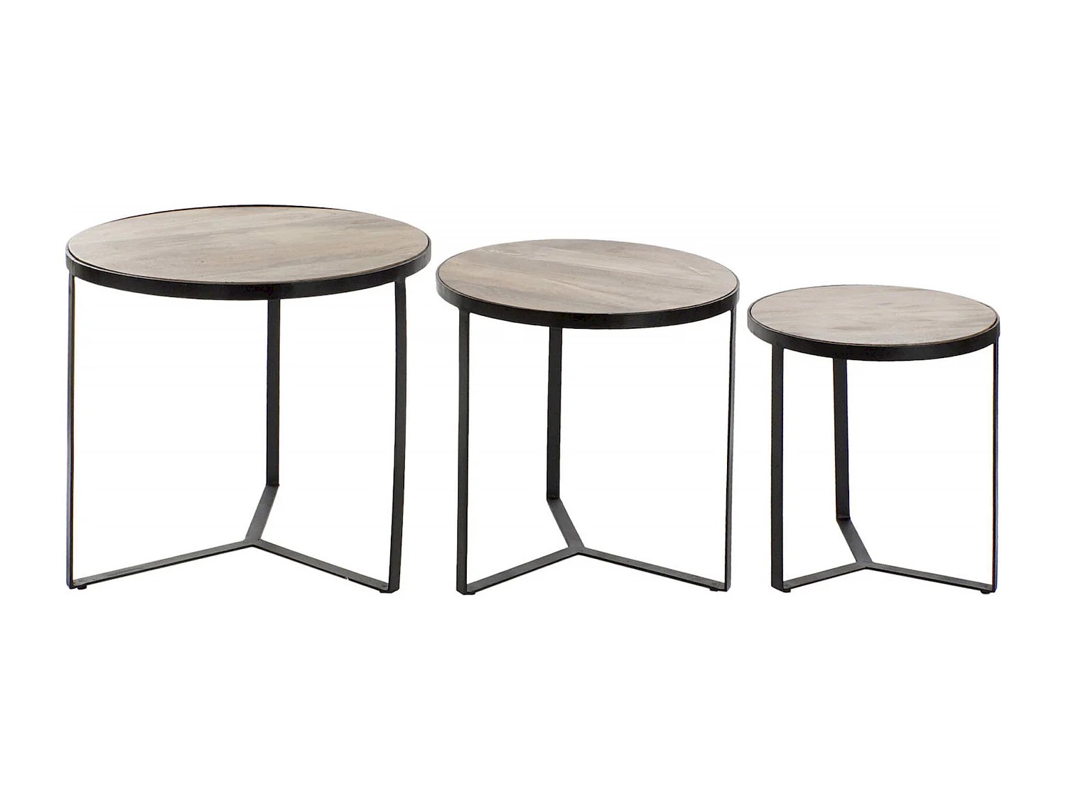 Table gigogne design bois exotique et métal élégant