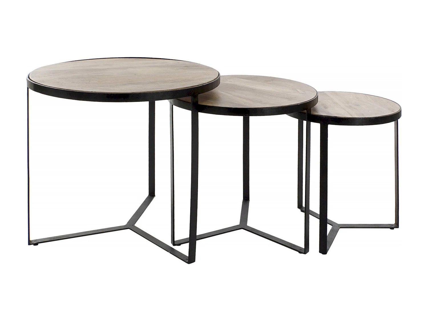 Table gigogne design bois exotique et métal élégant