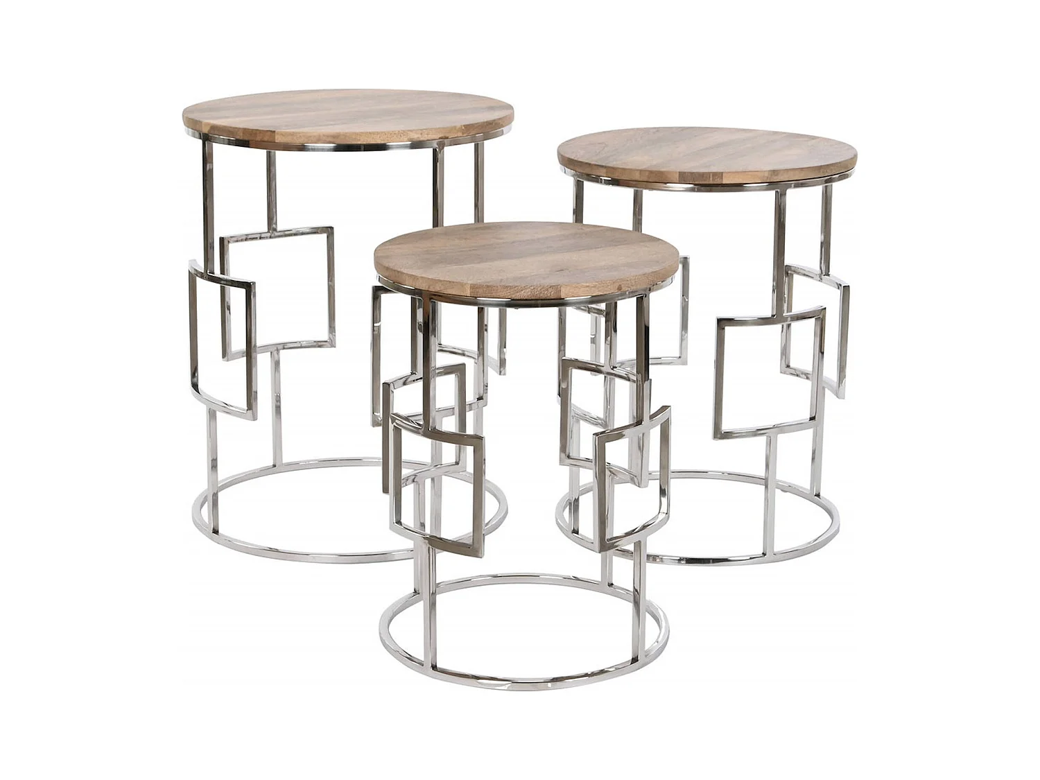 Table gigogne design en mango et acier pour salon moderne