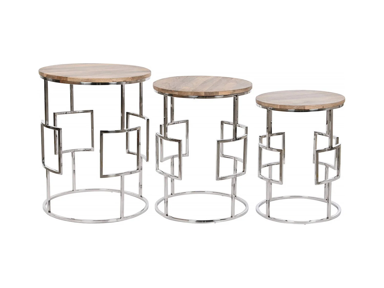 Table gigogne design en mango et acier pour salon moderne