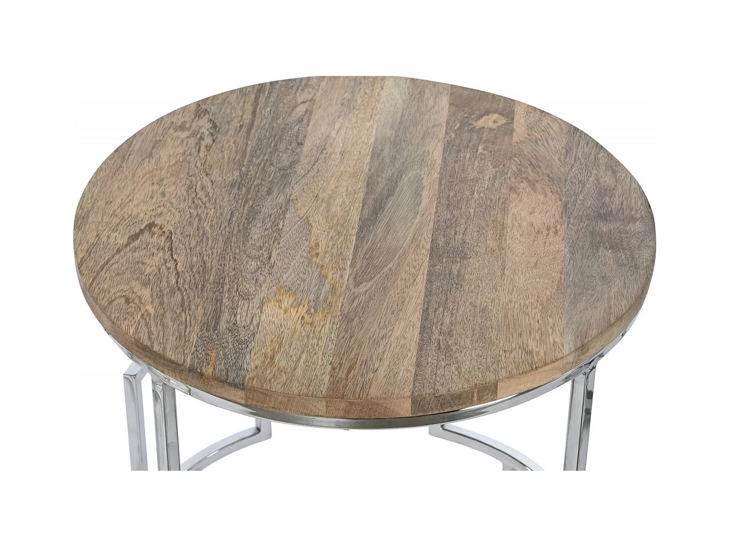 Table gigogne design en mango et acier pour salon moderne