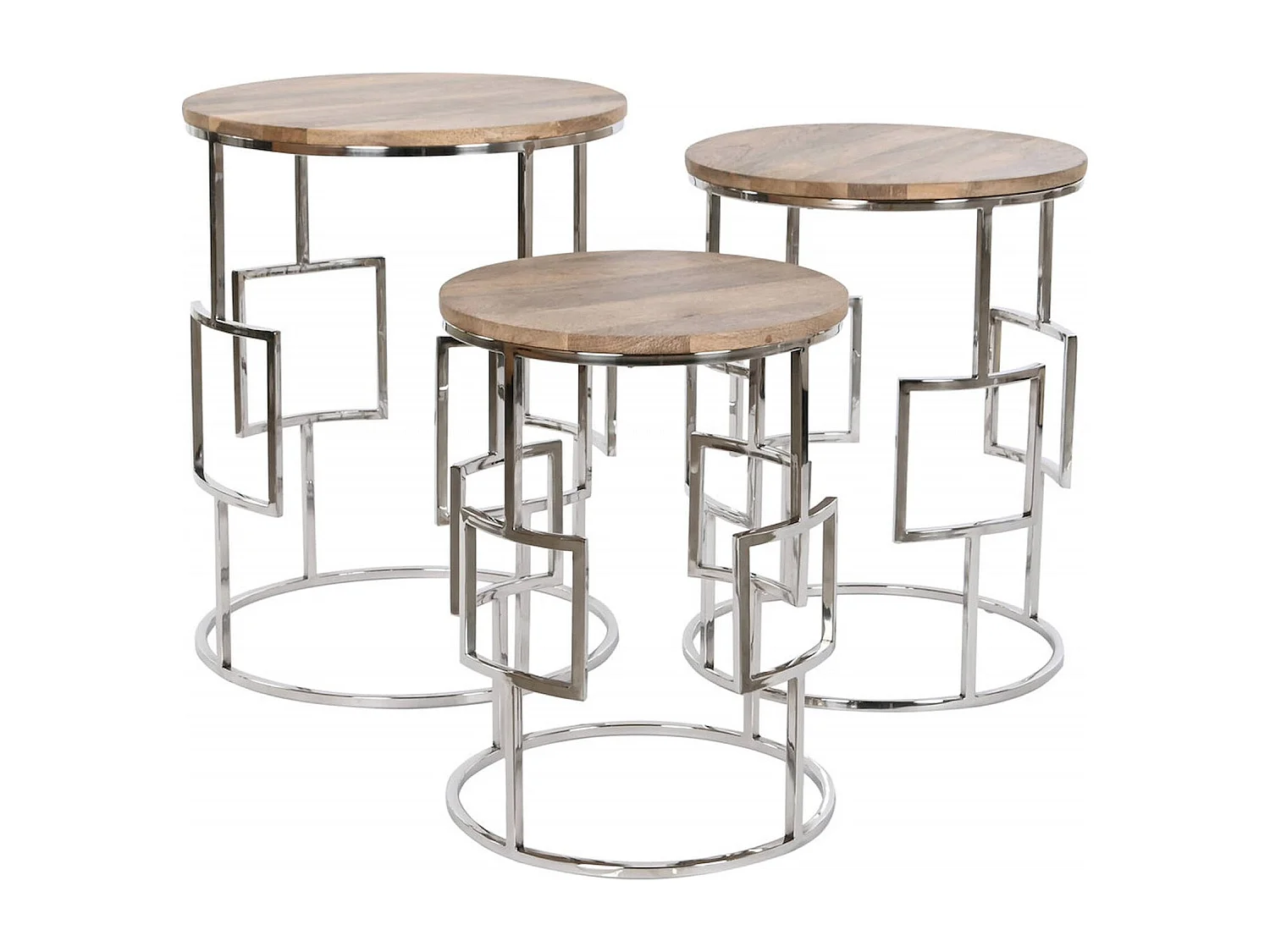 Table gigogne design en mango et acier pour salon moderne