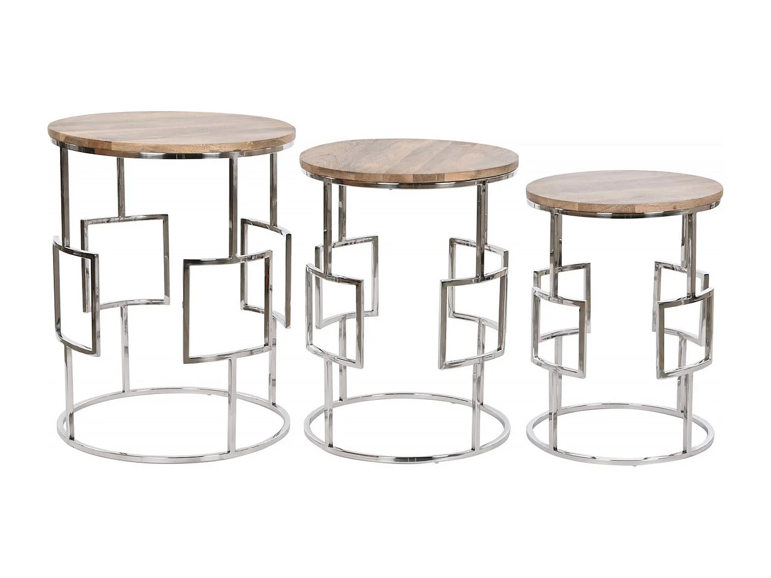 Table gigogne design en mango et acier pour salon moderne