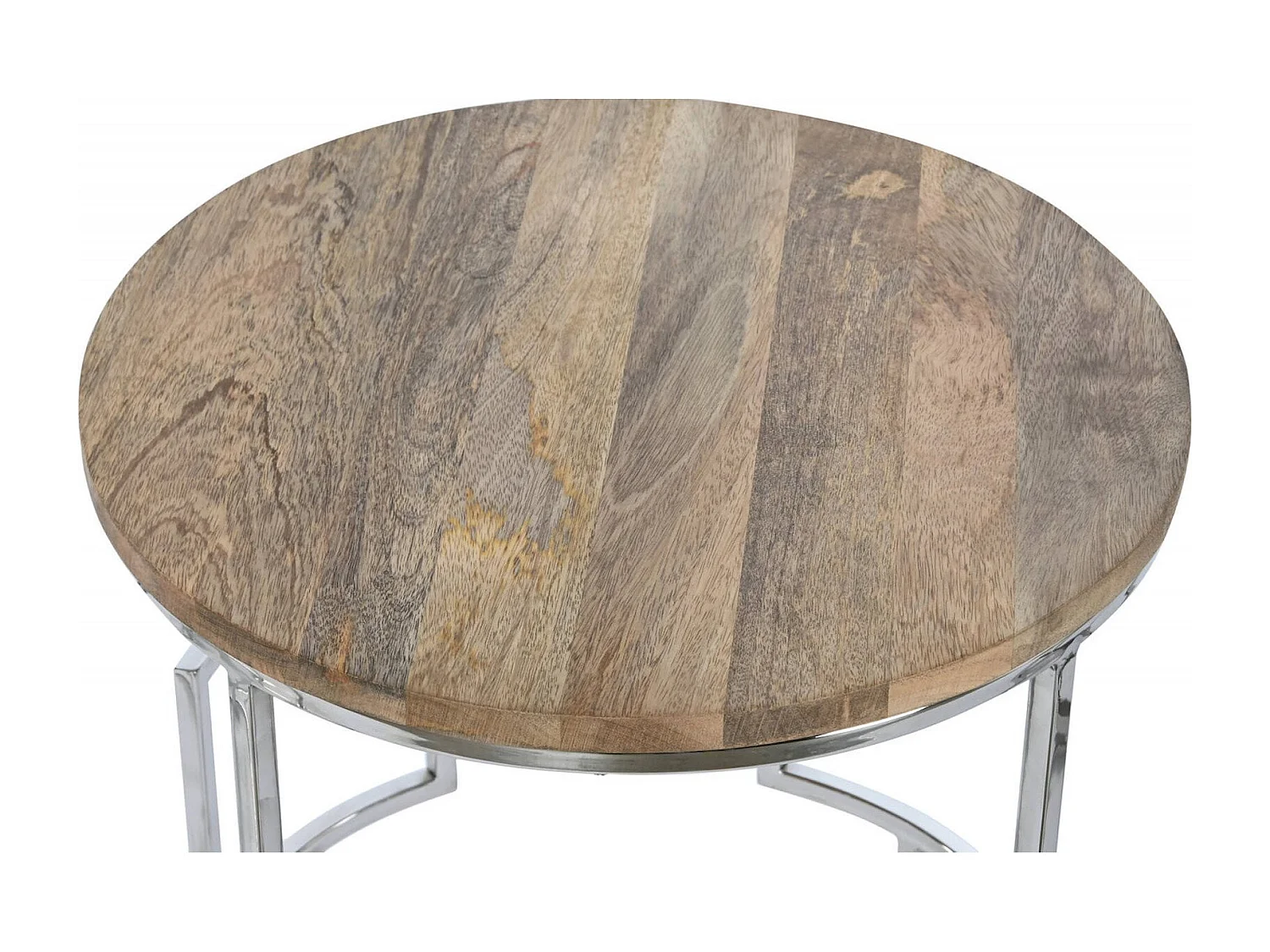 Table gigogne design en mango et acier pour salon moderne