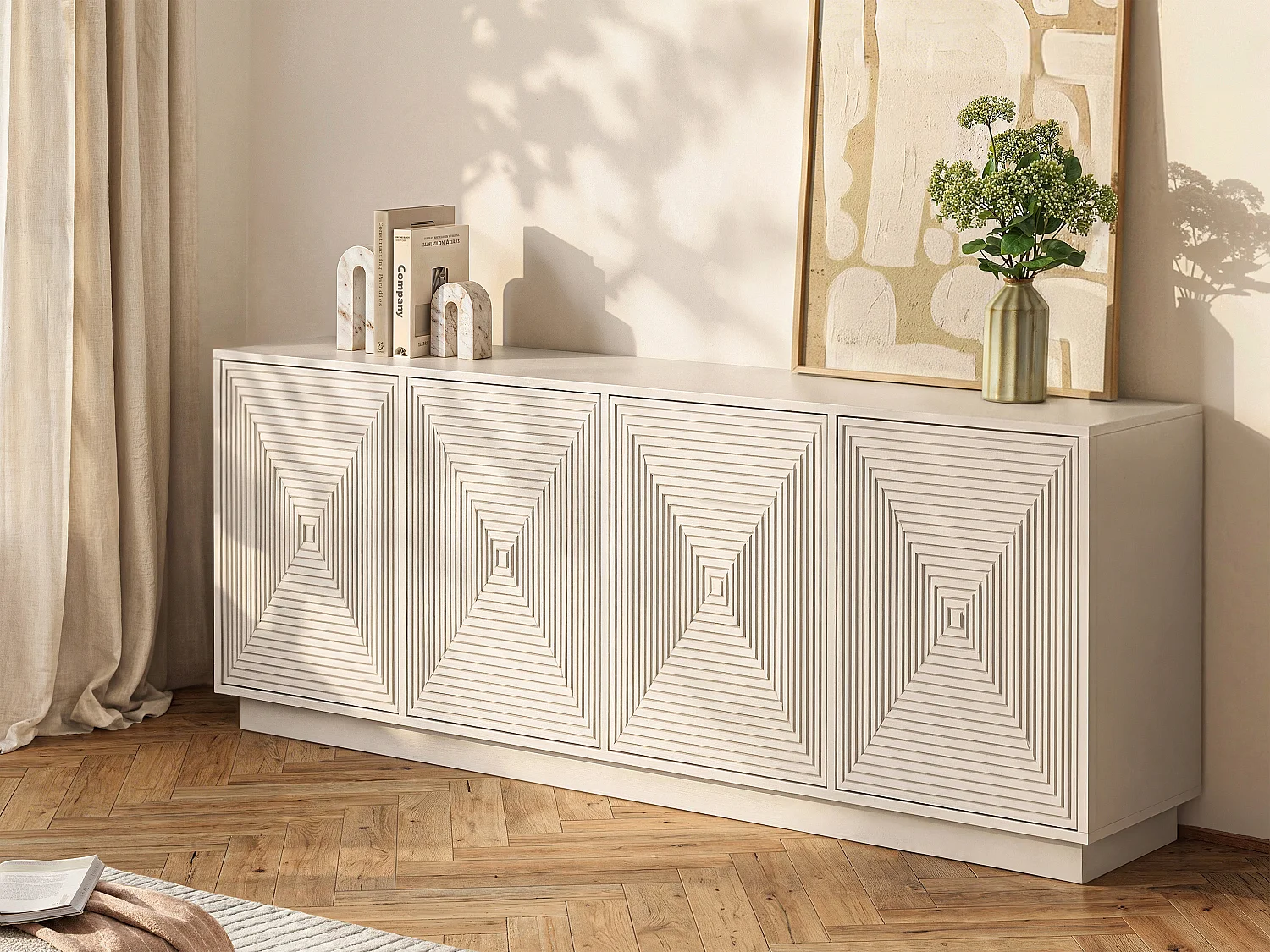 Sideboard med 4 dörrar i MDF - Beige - MEZULIA