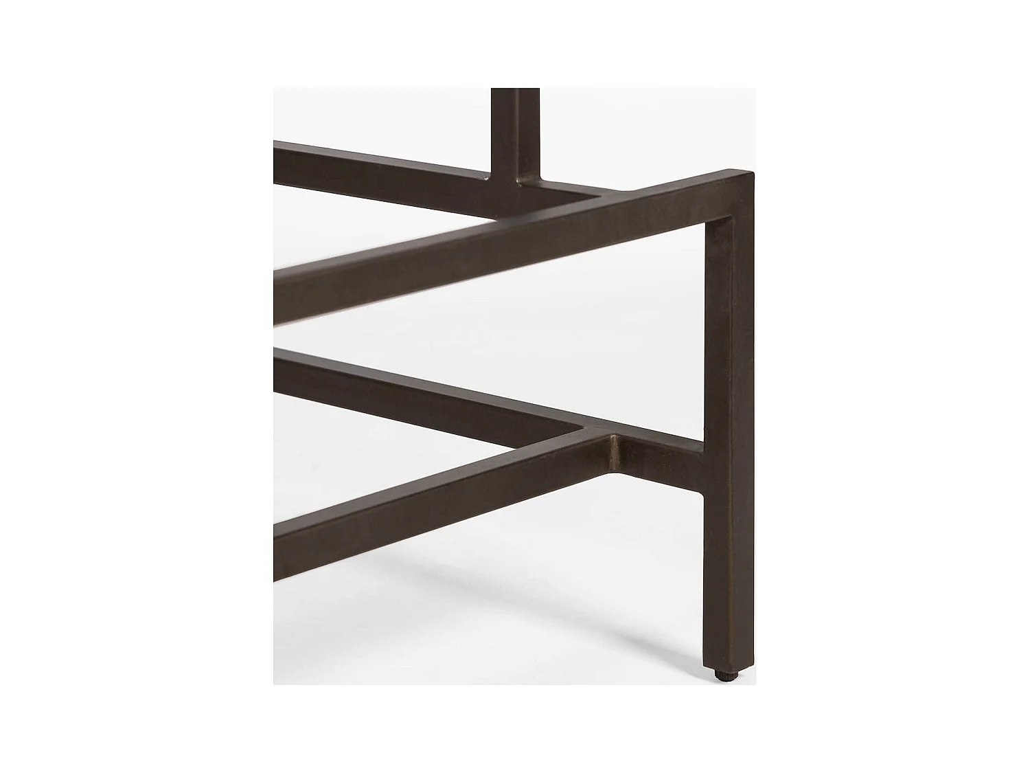 Table basse design verre et métal bronze