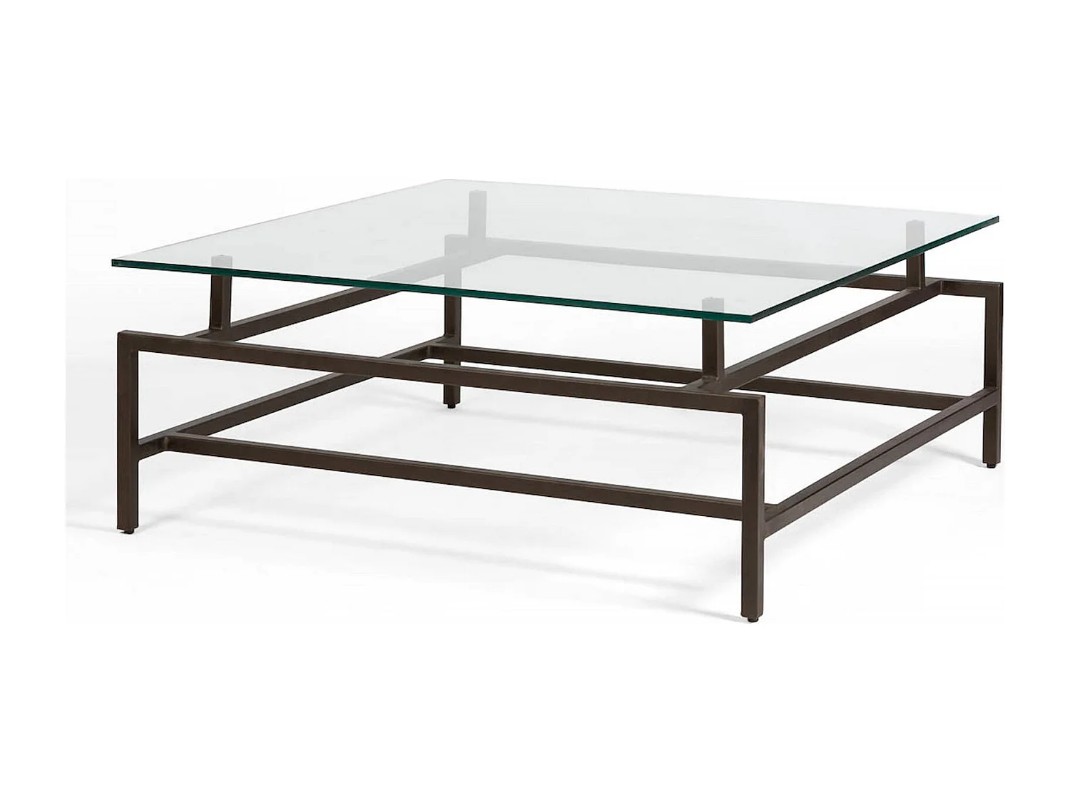 Table basse design verre et métal bronze