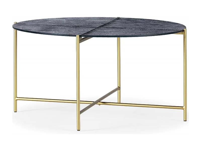 Table à café design sablé bleu et doré