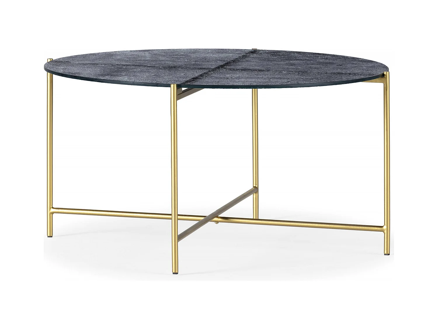 Table à café design sablé bleu et doré