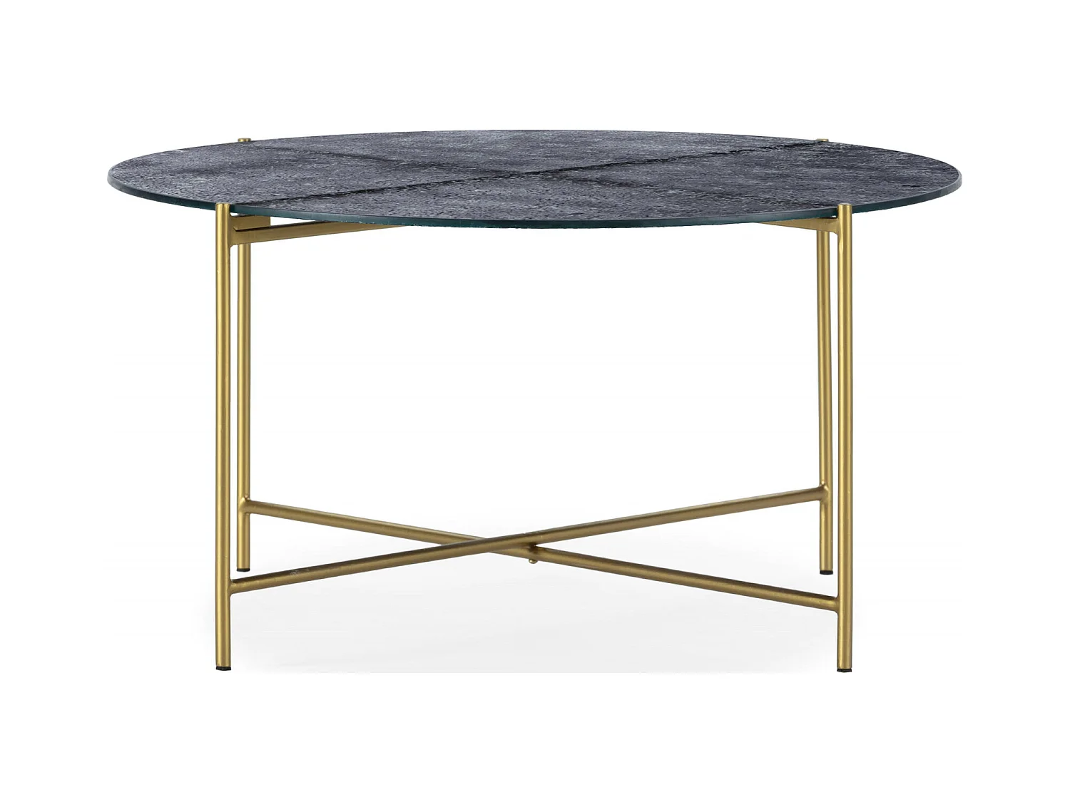 Table à café design sablé bleu et doré