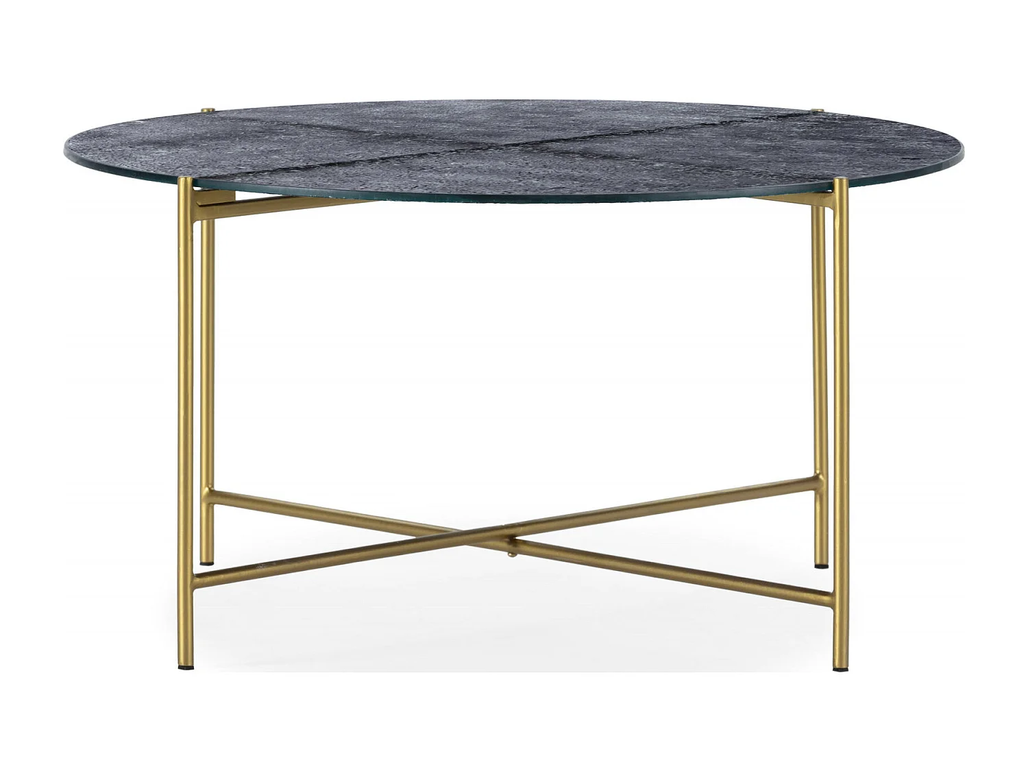 Table à café design sablé bleu et doré