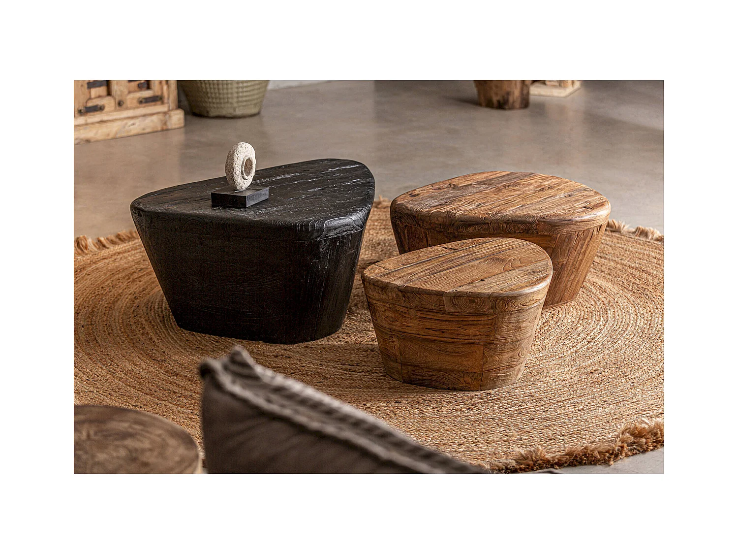 Table basse contemporaine bois de teka noir