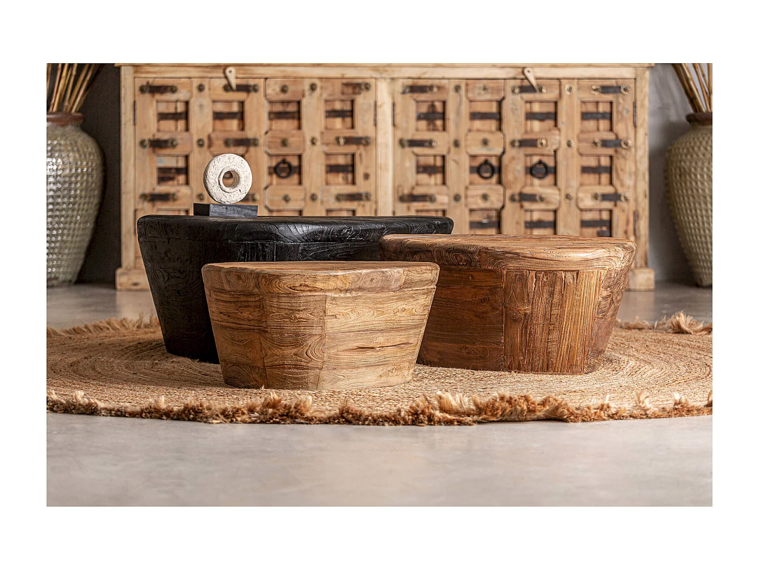 Table basse contemporaine bois de teka noir