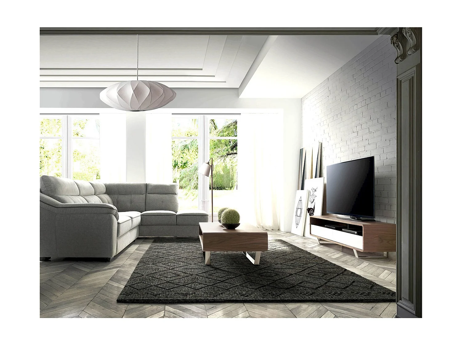 Table basse bois avec pieds acier inoxydable