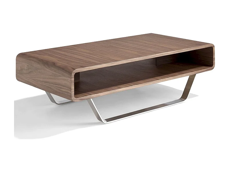 Table basse bois avec pieds acier inoxydable