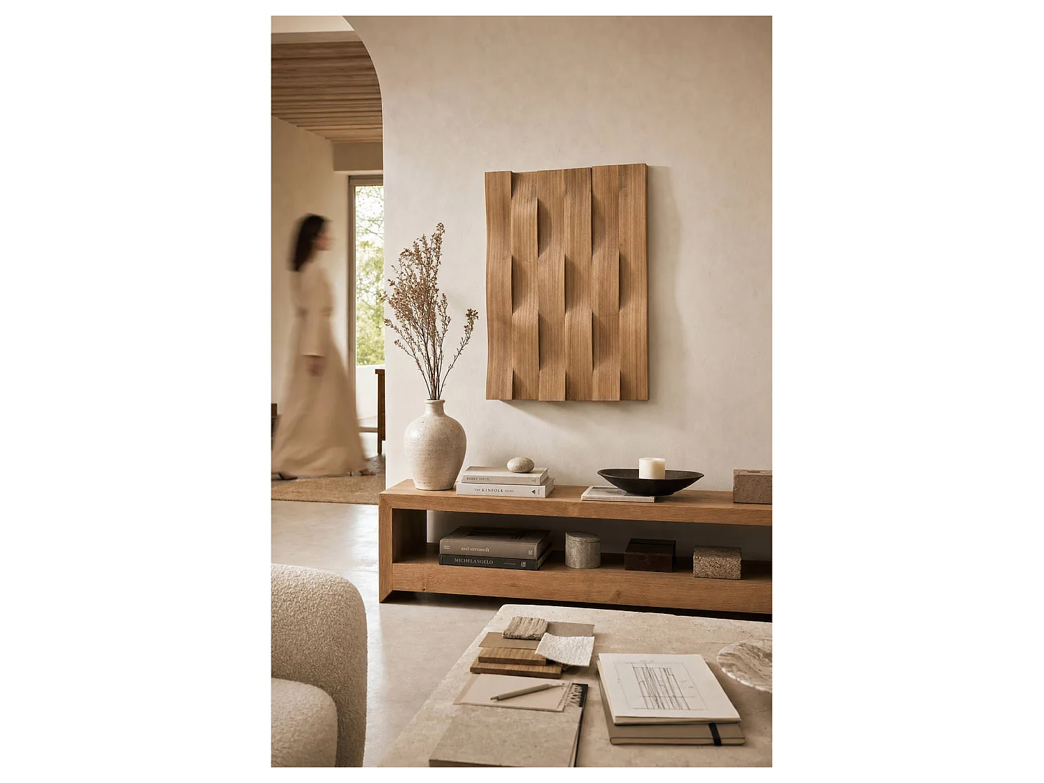 Sculpture murale en bois mdf naturel