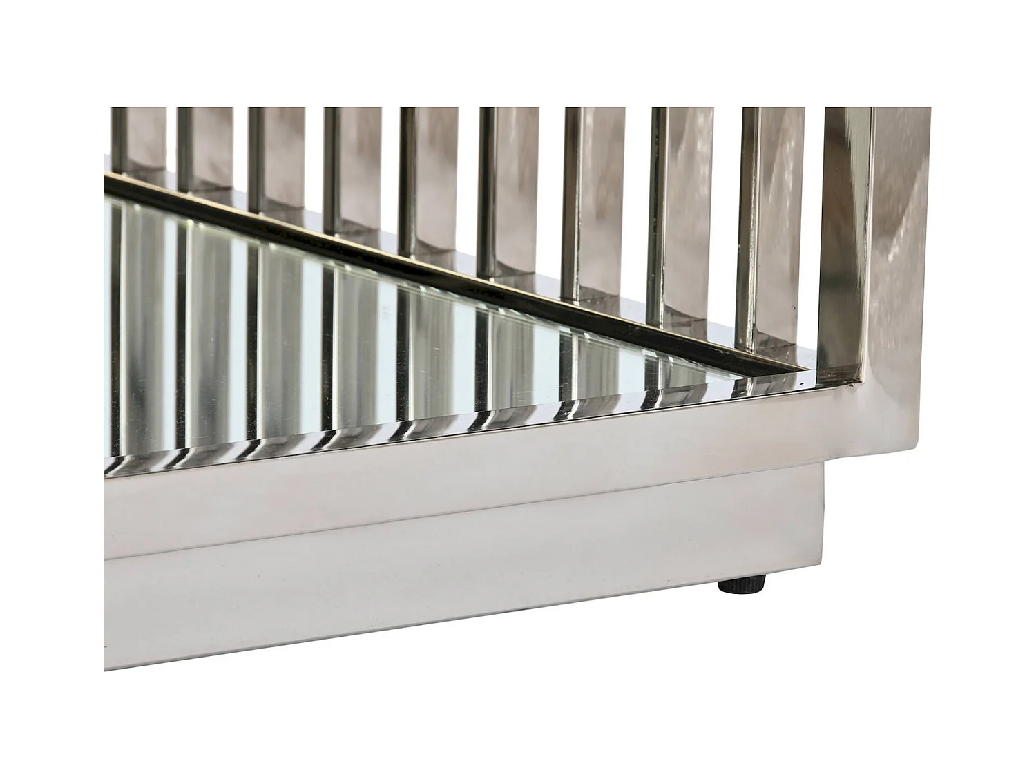 Table basse éclat miroir et acier pour salon moderne