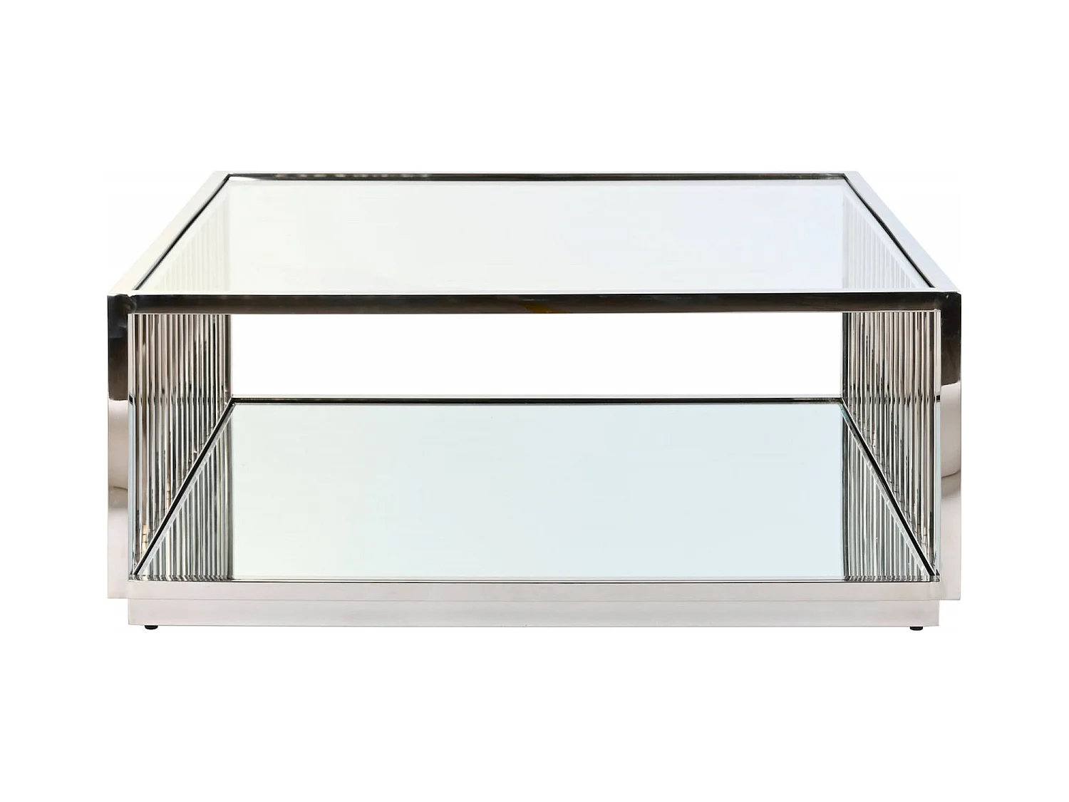 Table basse éclat miroir et acier pour salon moderne