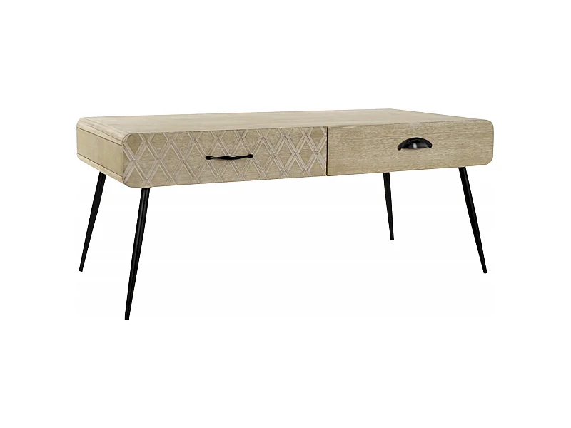 Table basse stylée avec rangement en bois et métal