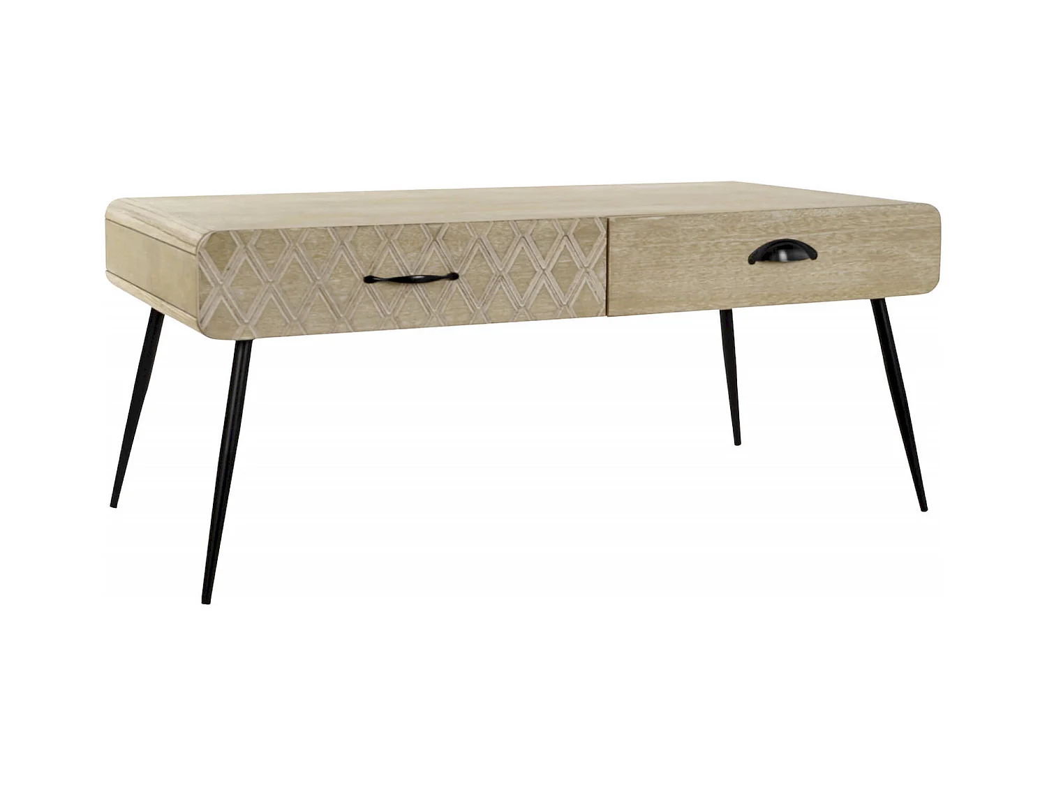 Table basse stylée avec rangement en bois et métal