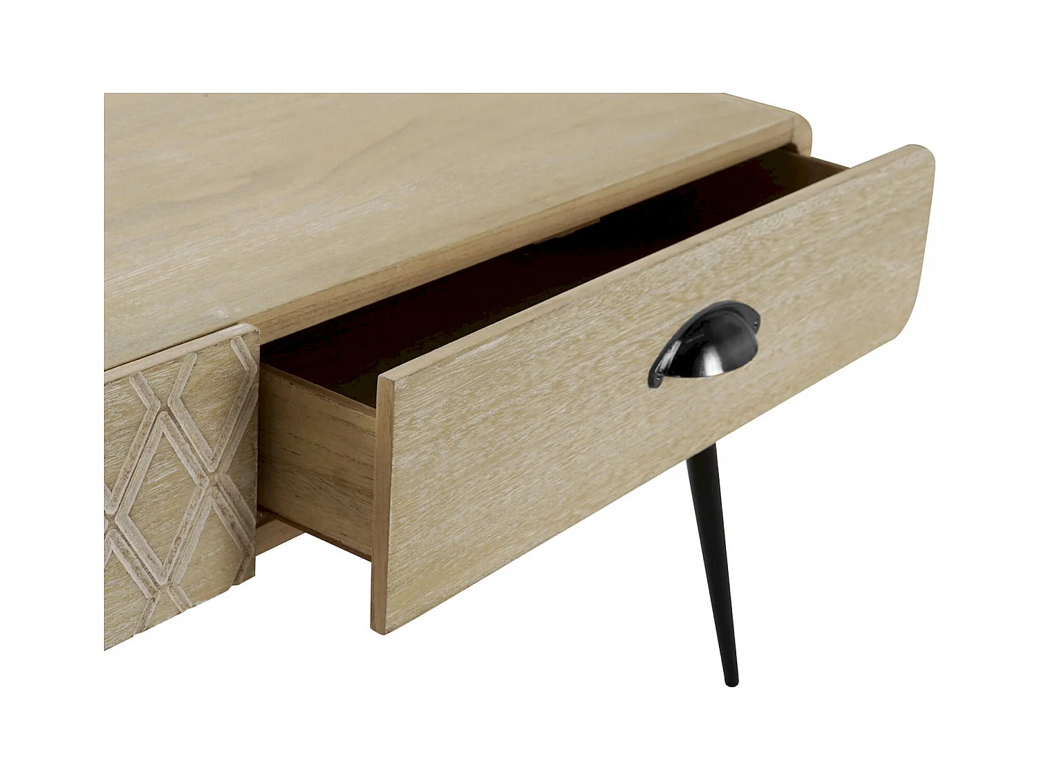 Table basse stylée avec rangement en bois et métal