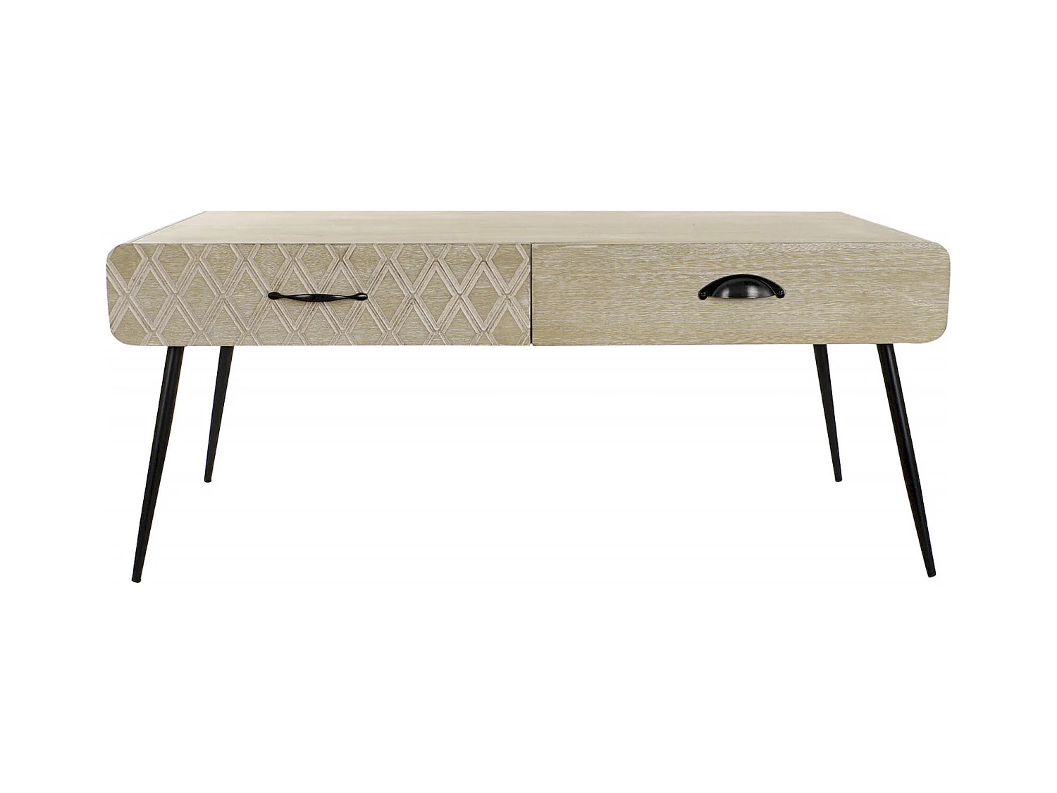 Table basse stylée avec rangement en bois et métal