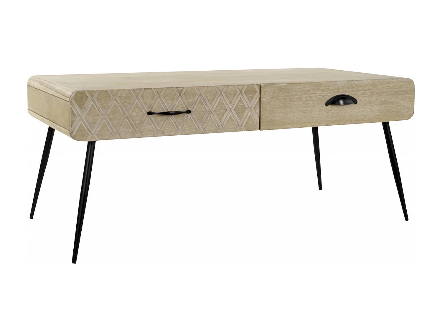 Table basse stylée avec rangement en bois et métal