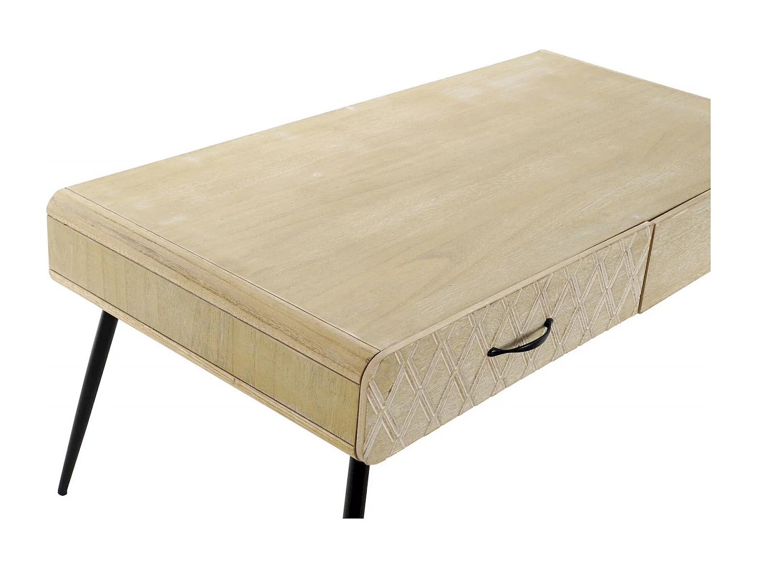 Table basse stylée avec rangement en bois et métal