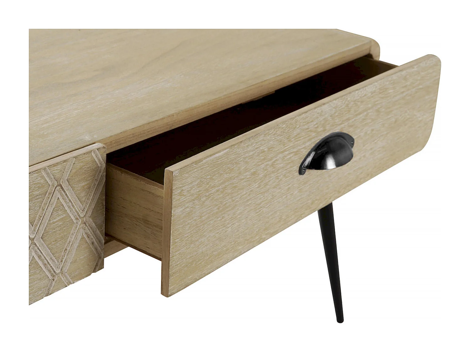 Table basse stylée avec rangement en bois et métal