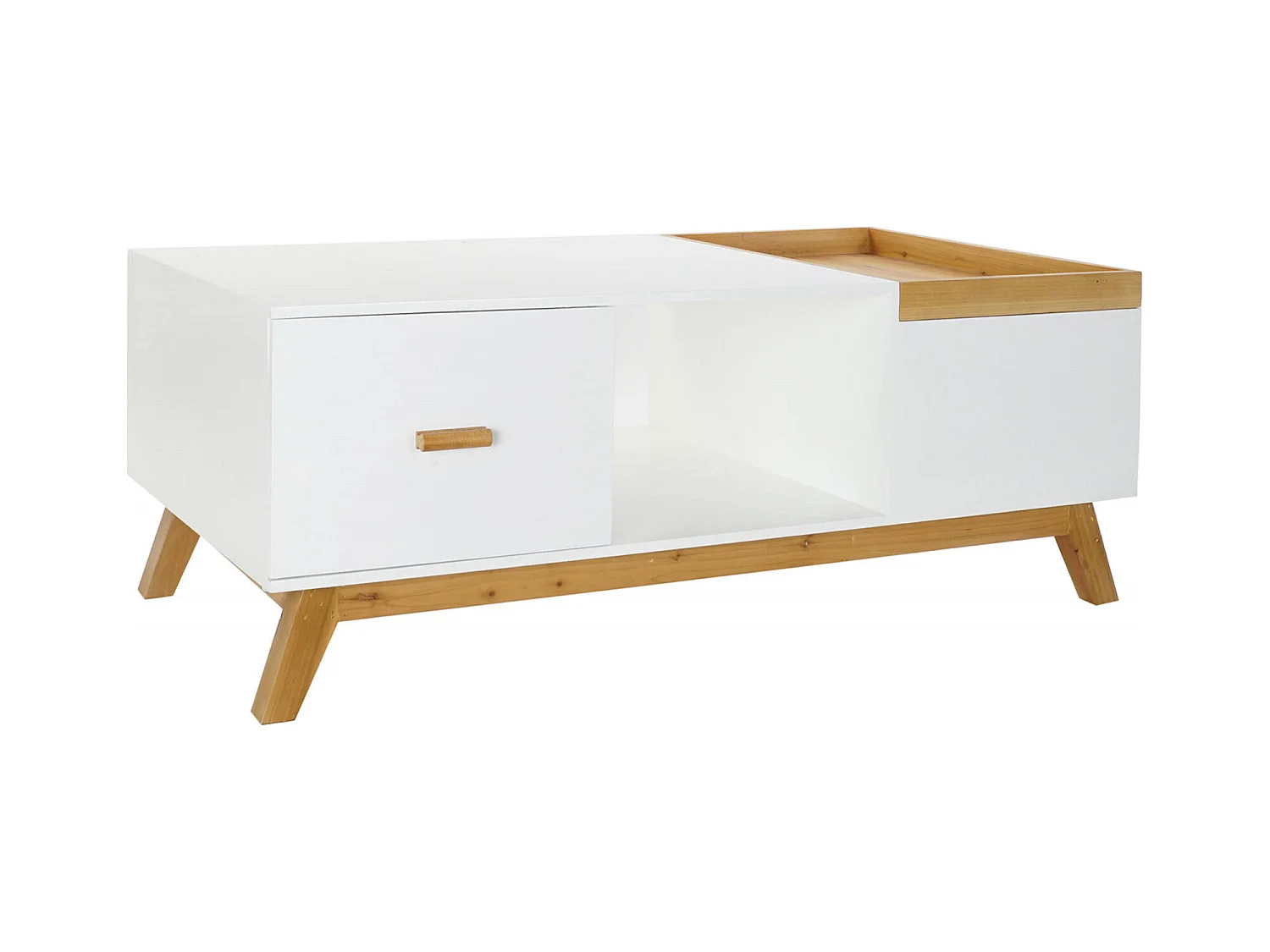 Table basse design blanc marron avec rangement