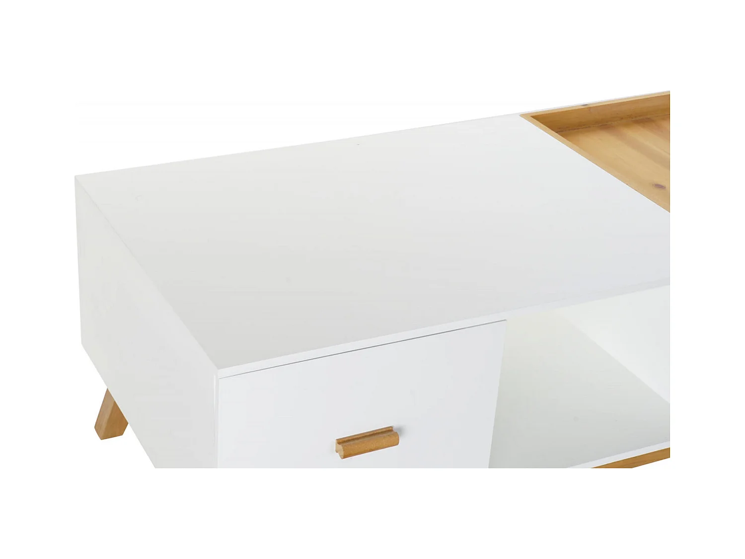 Table basse design blanc marron avec rangement