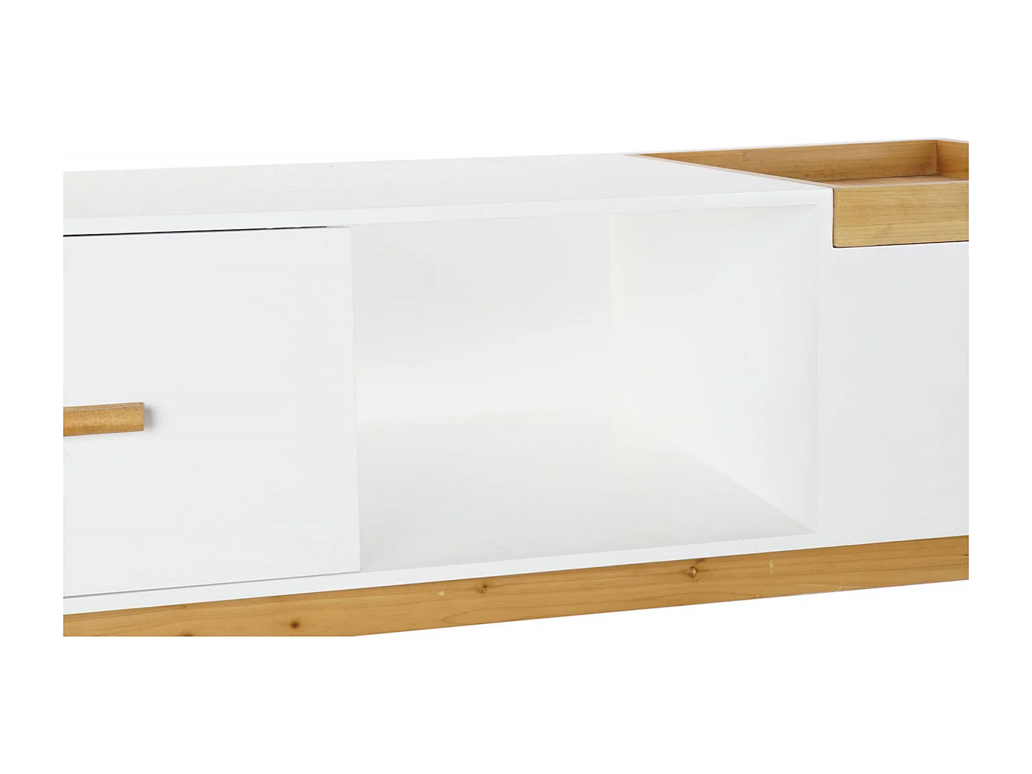 Table basse design blanc marron avec rangement