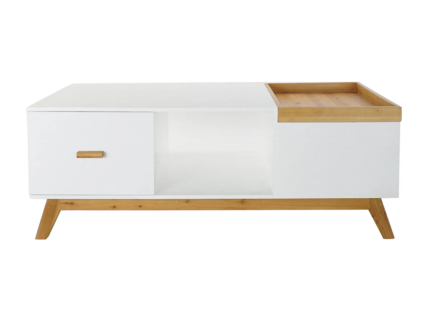 Table basse design blanc marron avec rangement