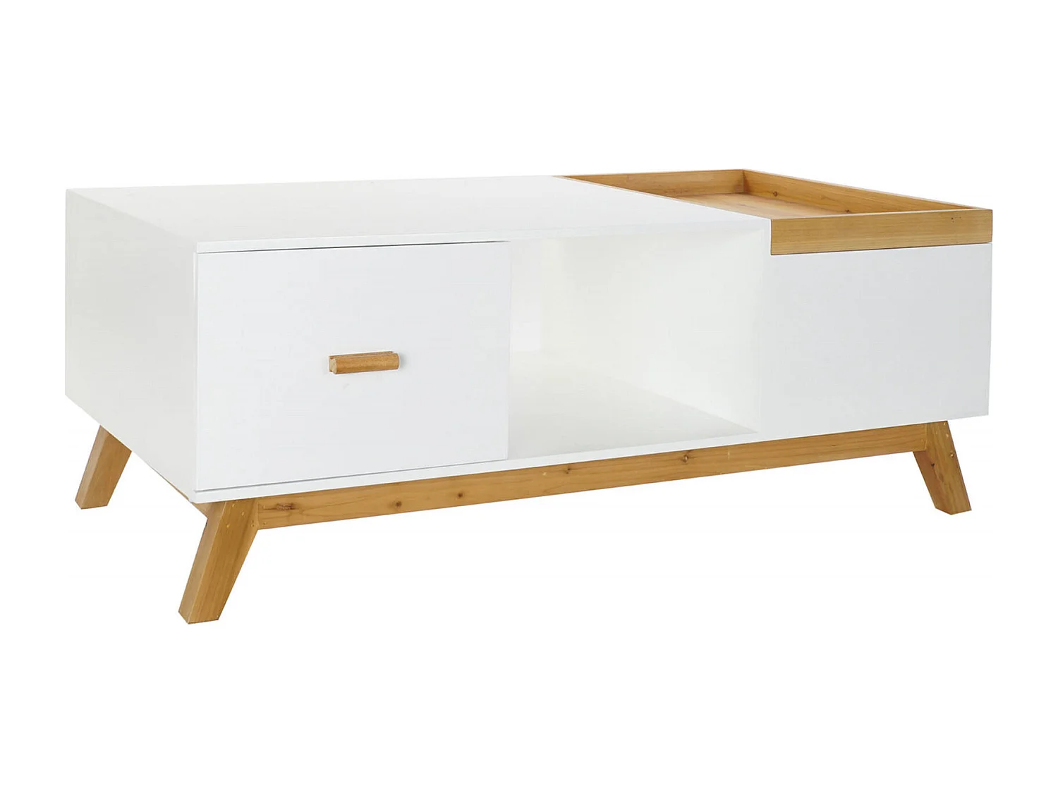 Table basse design blanc marron avec rangement