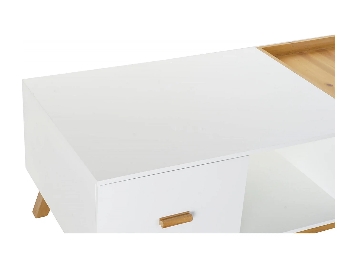 Table basse design blanc marron avec rangement