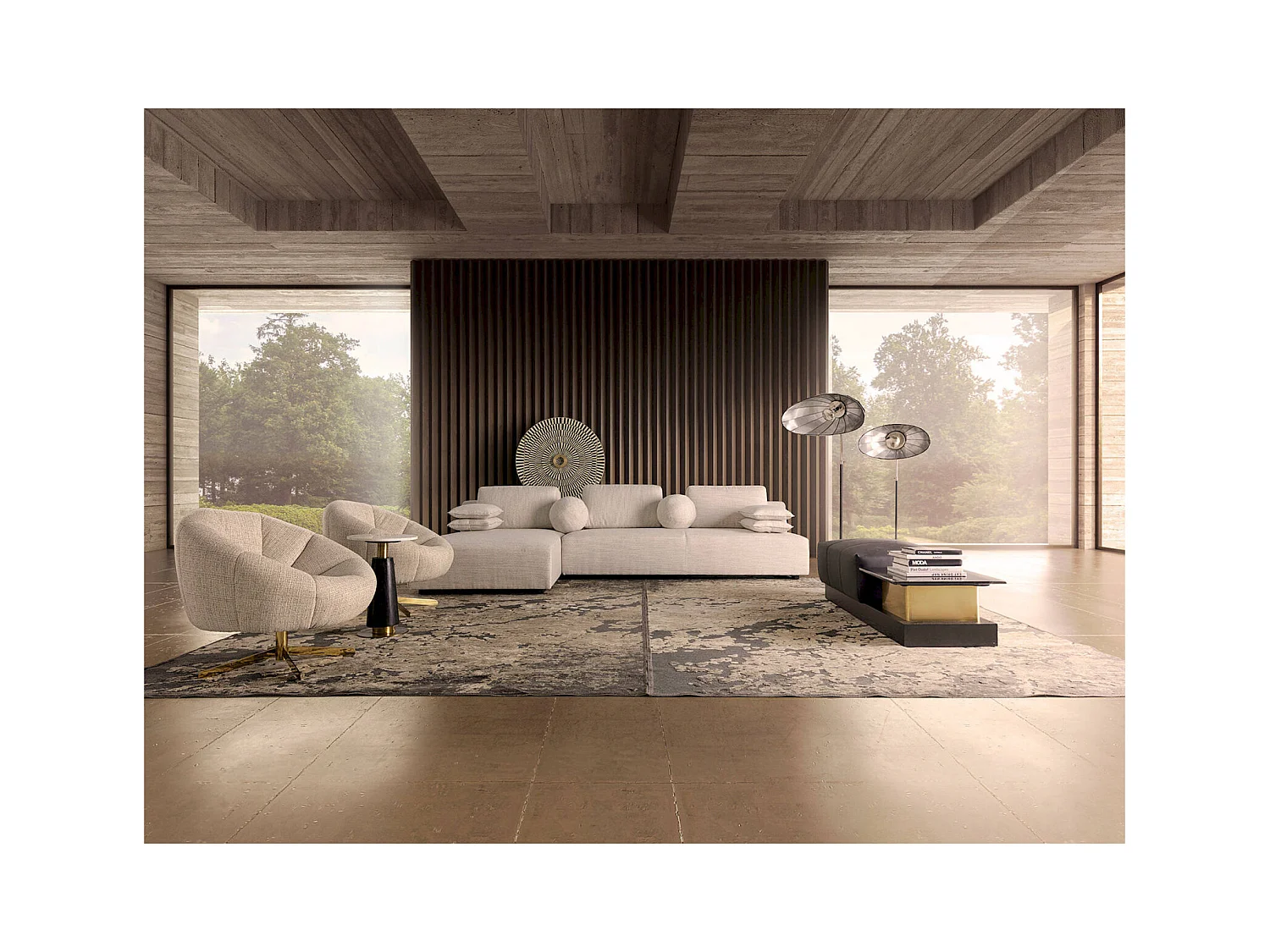 Table basse élégante Traun en chêne et or