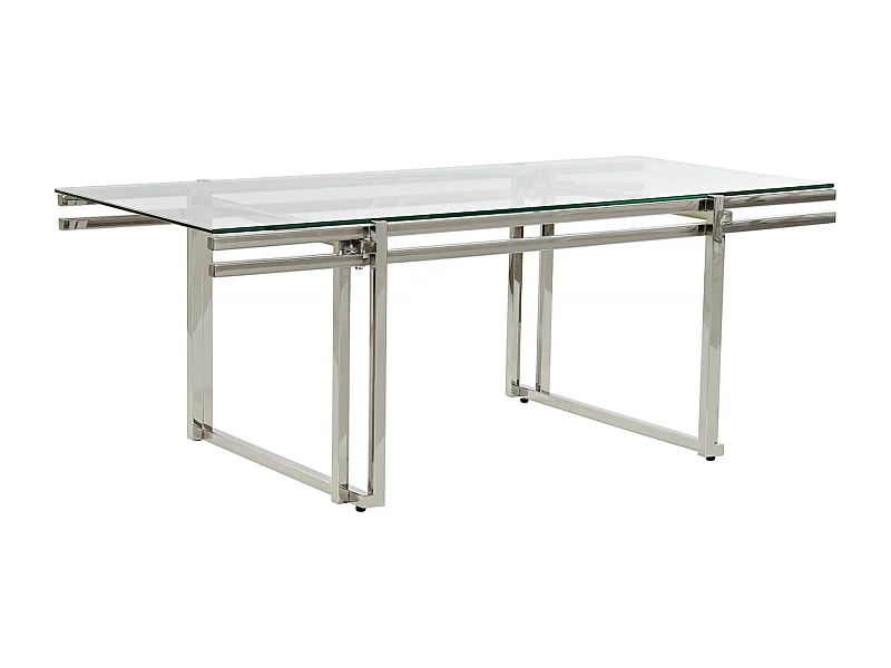 Table basse éclat verre et élégance inox argenté