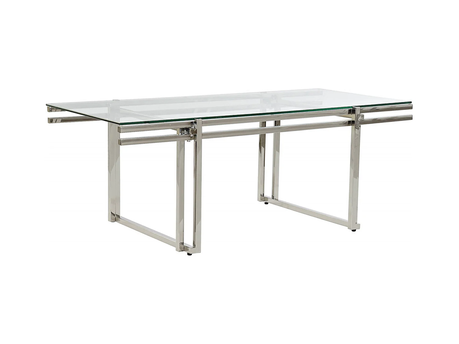 Table basse éclat verre et élégance inox argenté
