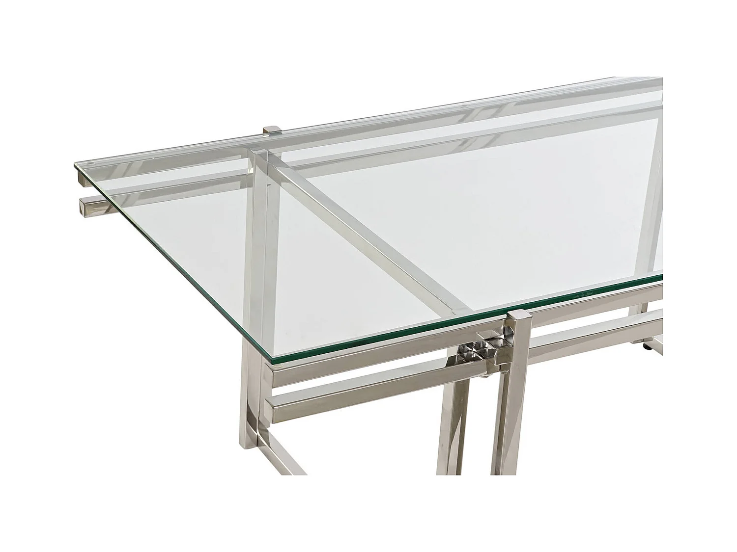 Table basse éclat verre et élégance inox argenté