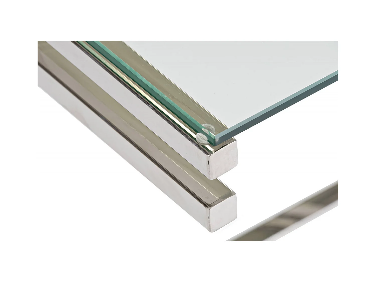 Table basse éclat verre et élégance inox argenté