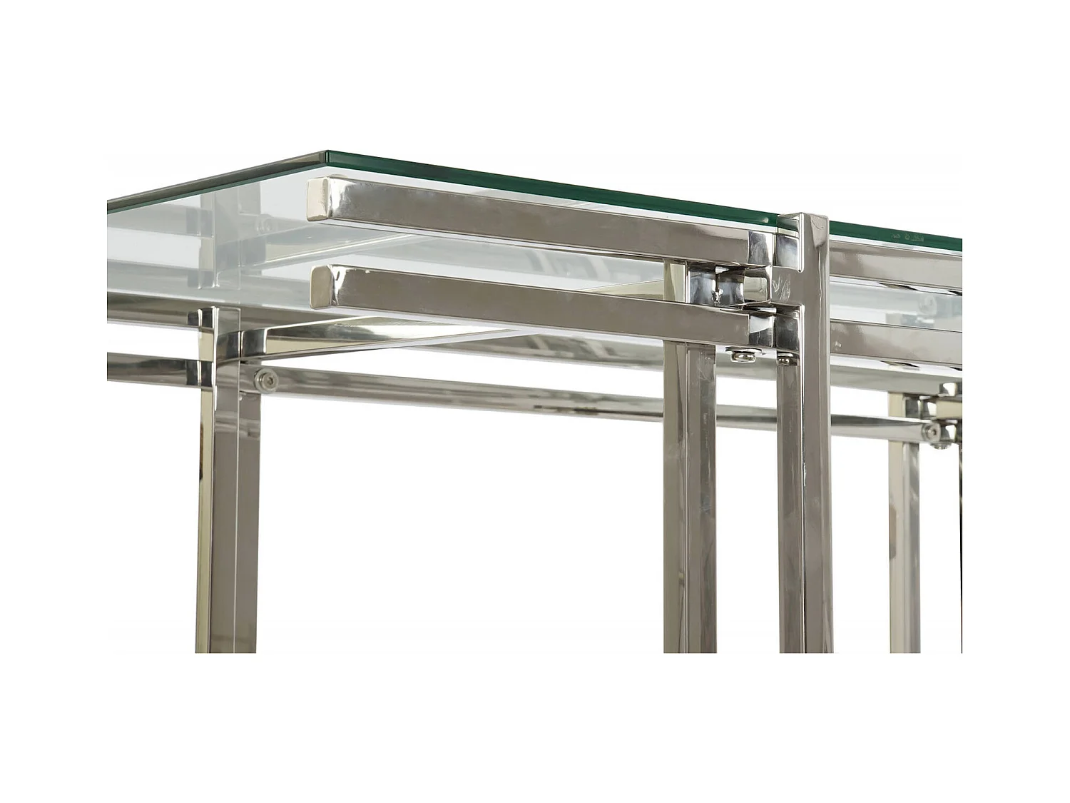 Table basse éclat verre et élégance inox argenté