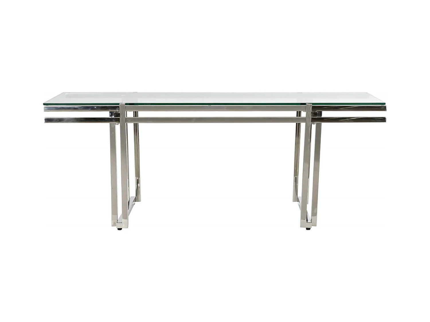 Table basse éclat verre et élégance inox argenté