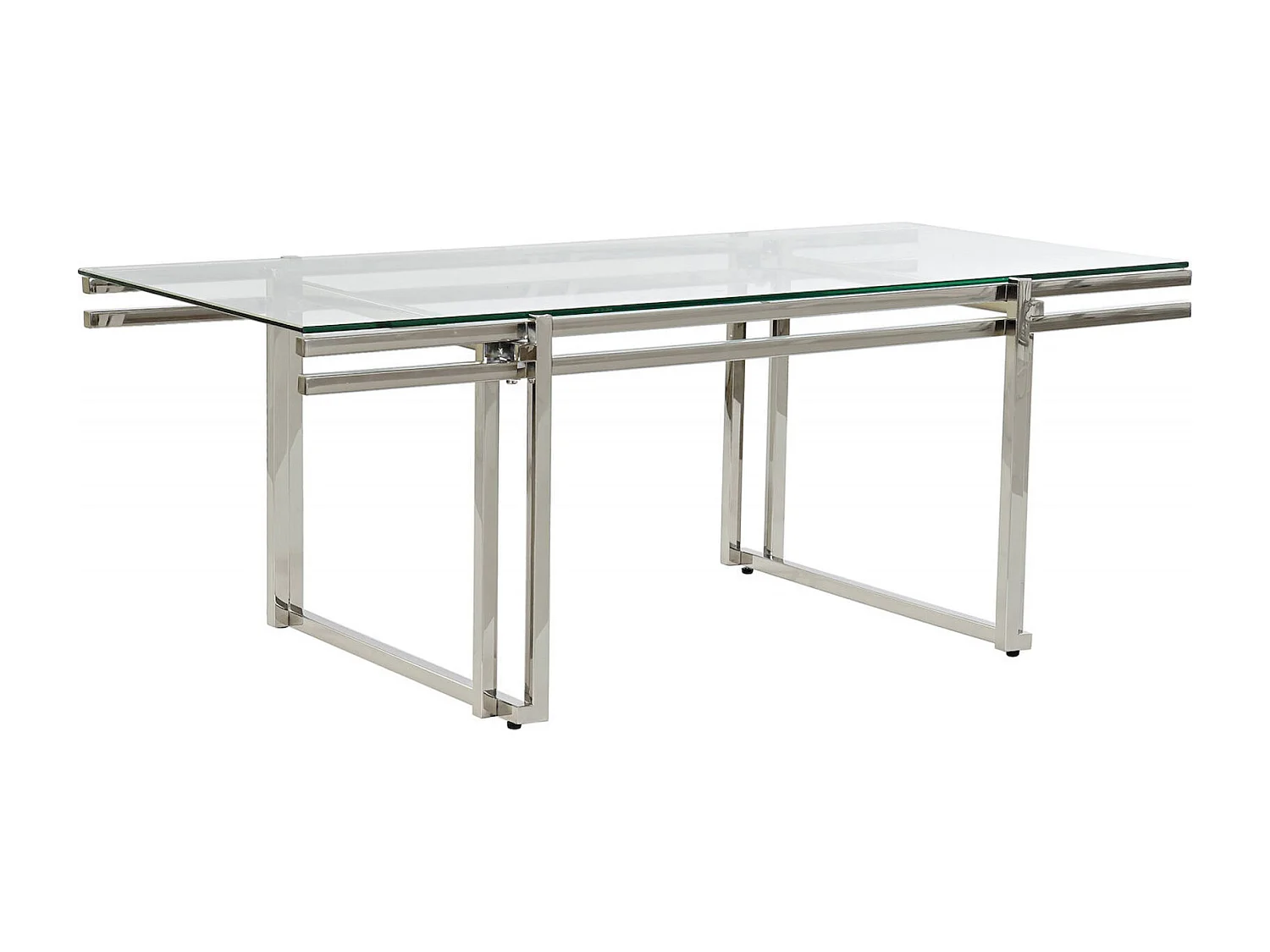 Table basse éclat verre et élégance inox argenté