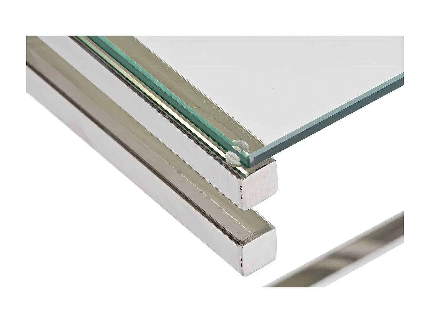 Table basse éclat verre et élégance inox argenté