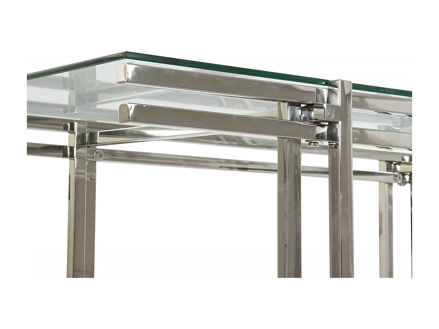 Table basse éclat verre et élégance inox argenté