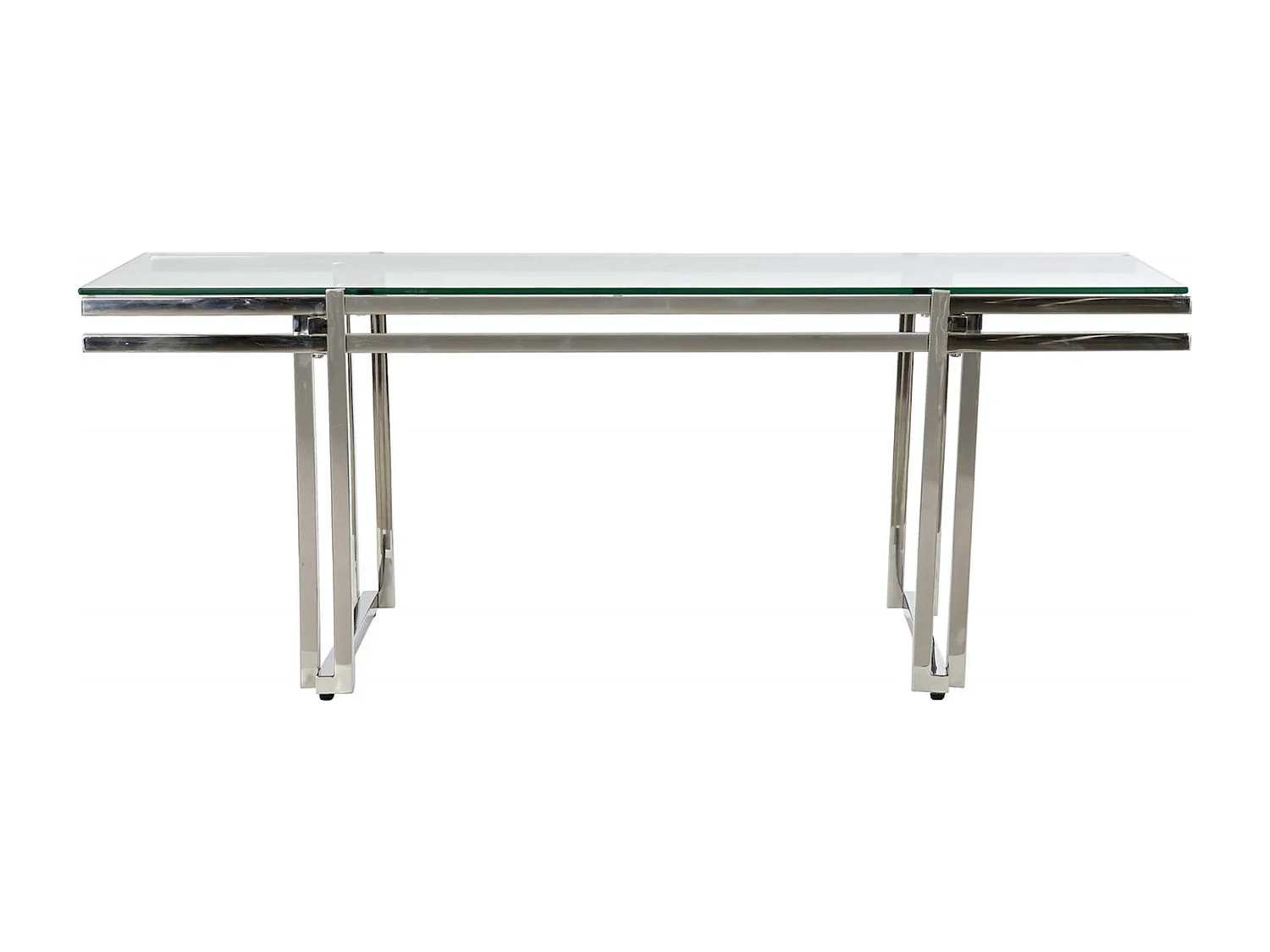 Table basse éclat verre et élégance inox argenté