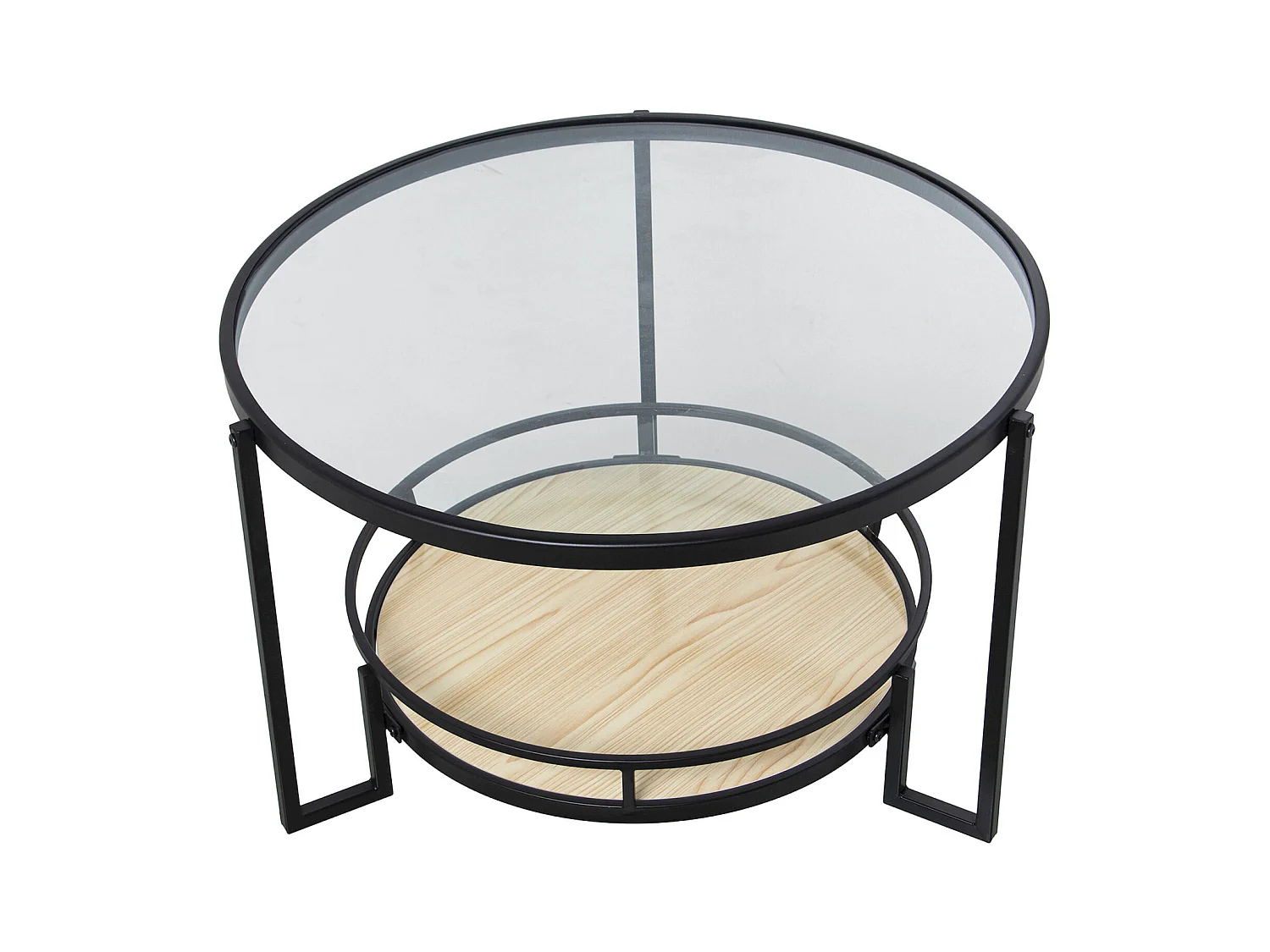 Table basse élégante métal noir et plateau bois