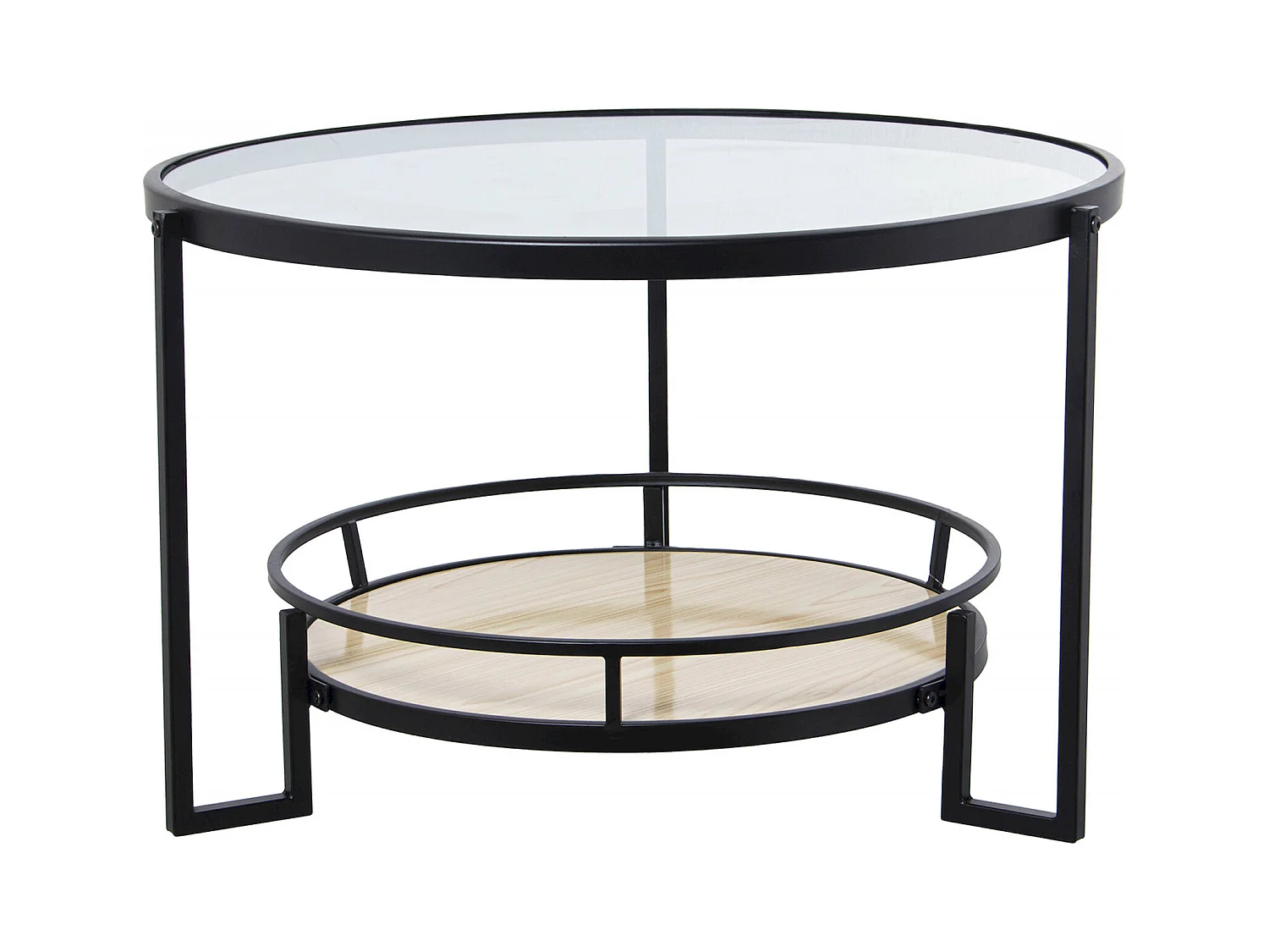 Table basse élégante métal noir et plateau bois