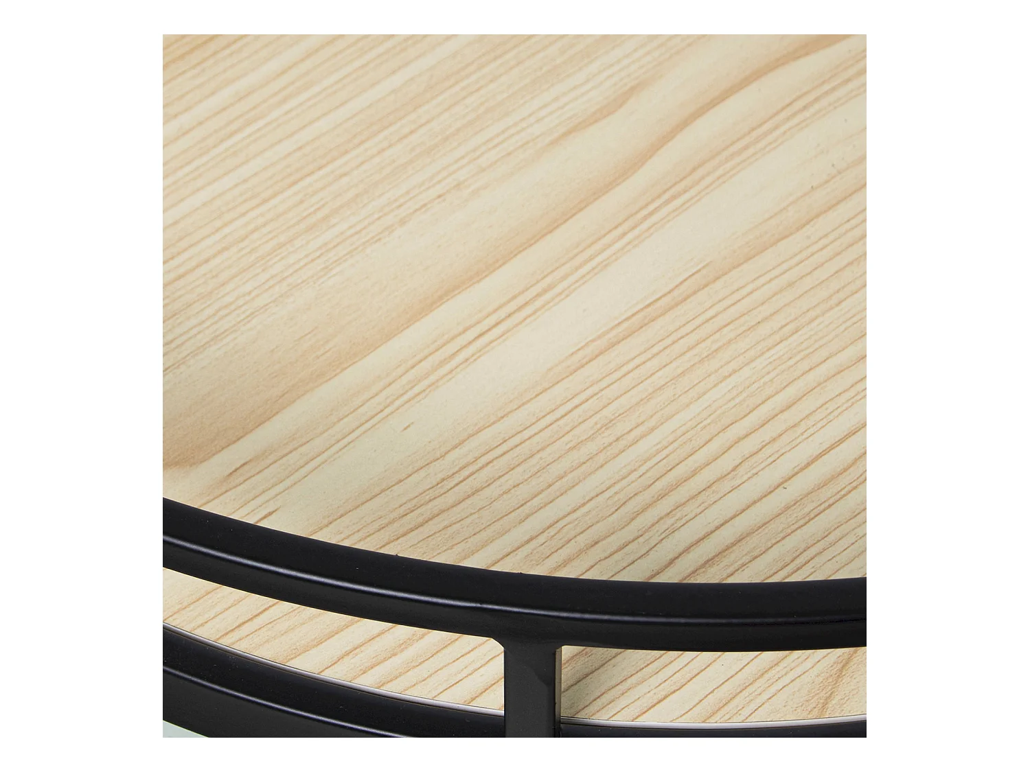 Table basse élégante métal noir et plateau bois